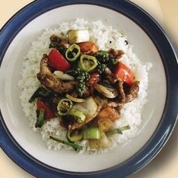 หมูหมักพริกไทดำราดข้าว