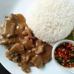 ข้าวเนื้อทอดนมสด