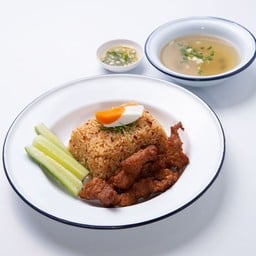 ข้าวผัดพริกขิงหมูทอด