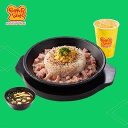 ข้าวเปปเปอร์ดูโอ้เบคอน + ซุปมิโซะ + ชาเขียวเย็น 16 ออนซ์ ลด 50%