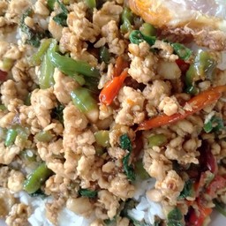 ผัดกระเพราไก่ราดข้าว