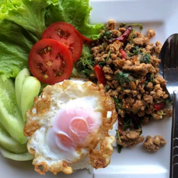 ข้าวราดผัดกระเพราหมูสับ หรือ หมูชิ้น(โปรดระบุ)