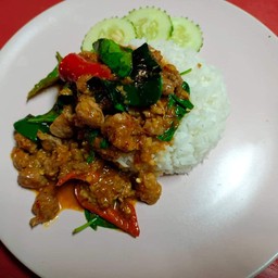 พริกแกง(ไก่/หมู/เนื้อ/ทะเล/รวมมิตร(ใ่ส่ถัวฟักยาว )ราดข้าว