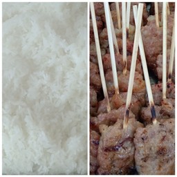 หมูปิ้งนมสดน้ำส้มคั้นสด ตลาดปลายบาง