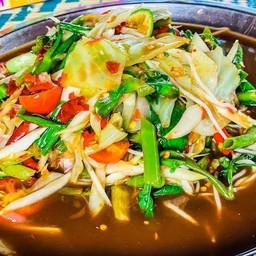 ตำปูปลาร้า +ผักลวก+ หอย