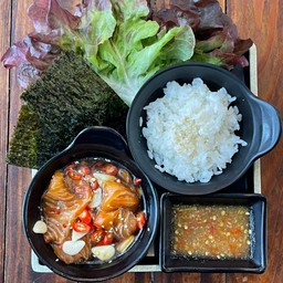 ชุดแซลมอนดอง ไซส์ S +ข้าวซูชิ+สาหร่าย