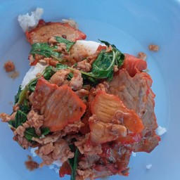 กะเพราหมูแดงราดข้าว