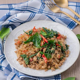 ข้าวกะเพราวุ้นเส้นหมูสับ