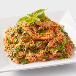 ผัดพริกวุ้นเส้นผักหวานไก่