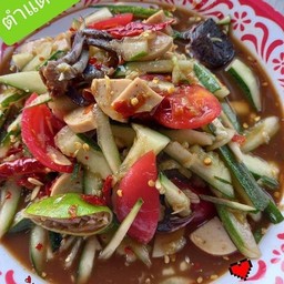 ตำแตงปูปลาร้าหมูยอ