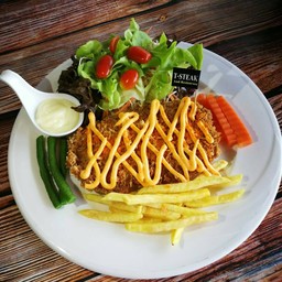 สเต็กไก่กรอบชีสซอส