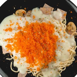 สปาเกตตี้ครีมซอส แฮม-เห็ด-ไข่กุ้ง