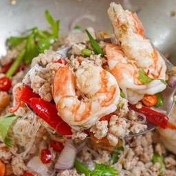 ยำวุ้นเส้นหมูสับ+กุ้ง