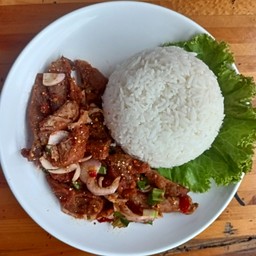 ลาบหมูโค๊ะราดข้าว