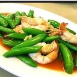 ผัดถั่วลันเตาใส่กุ้ง