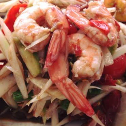 ส้มตำ กุ้งสุก (ปลาร้า)