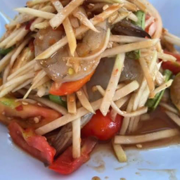 ส้มตำ กุ้งสด (ปลาร้า)