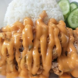 ข้าวไก่ทอดซอสมาโย