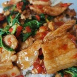 [อร่อยซ่ากับโค้ก] กะเพราหมู3ชั้นสไลด์ +  โค้ก ไม่มีน้ำตาล (กระป๋อง)