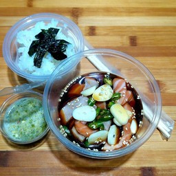 บราวดอง เนื้อส่วนเทา+ ข้าว + ซีฟู๊ดชุดใหญ่