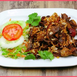 เป็ดย่างทอดกระเทียมพริกไทย