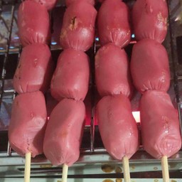 ลูกชิ้นแดงแหลมทองทอด+น้ำจิ้ม