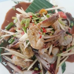 ตำปูม้า, กุ้งสด