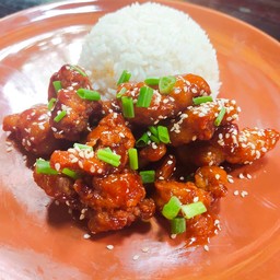 ข้าวไก่กรอบซอสเกาหลี