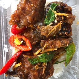 ข้าวพริกแกงปลาดุกทอด