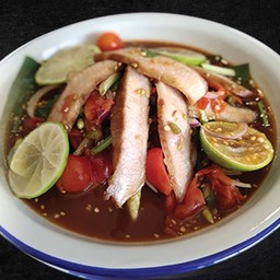 ยำปลาร้าคอหมูย่างพรีเมี่ยม