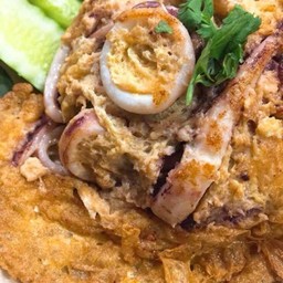 ข้าวไข่เจียว1ฟอง+ปลาหมึก