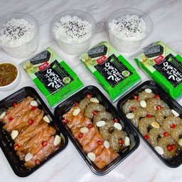 Triple Set ม่อนผสมกุ้ง1 ม่อน1 กุ้ง1 ข้าวญี่ปุ่น(2) สาหร่าย3