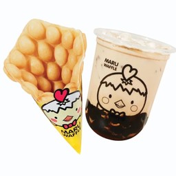 Set1 วาฟเฟิลวานิลลา + ชานมไข่มุก