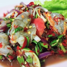 ยำปลาร้ากุ้งสด