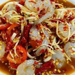 ตำถาดปูปลาร้ากุ้งสด