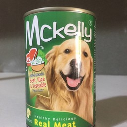 อาหารสุนัขกระป๋อง Mckelly รสเนื้อ ข้าวและผัก ขนาด 400กรัม