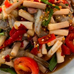 ตำไหลบัว+กุ้งสด