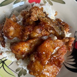 ข้าว+ปลานิลทอดน้ำปลา