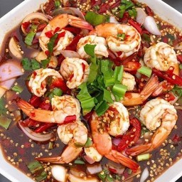 ยำกุ้งสุก ปลาร้านัวร์