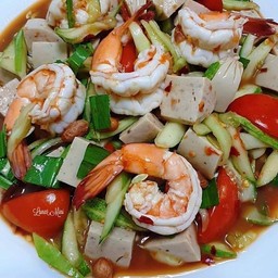 ตำแตงกุ้งสุกหมูยอปลาร้านัวร์