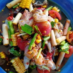 ตำไหล+ข้าวโพ้ดกุ้งสดปลาร้า