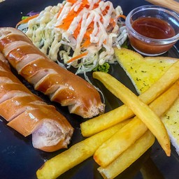 สเต็กไส้กรอกไก่รมควัน