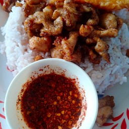 ข้าวหมูทอด (น้ำจิ้มแจ่ว)
