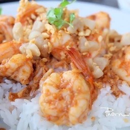 กุ้งกระเทียม ราดข้าว