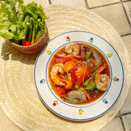 •ตำเกาเหลากุ้งสด