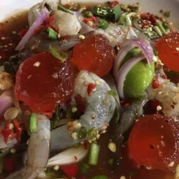 ยำกุ้งสด+ไข่แดงเค็ม