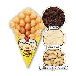 วาฟเฟิลฮ่องกง ไส้ลูกเกด + อัลมอนด์ + เม็ดมะม่วง
