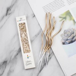 เทียนวันเกิด ทรงเกลียวยาว สีทอง Rose Gold