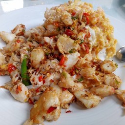 ข้าวไข่ข้นกุ้งผัดพริกขี้หนู