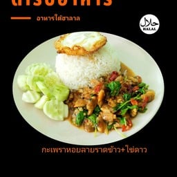กะเพราหอยลายราดข้าว+ไข่ดาว
